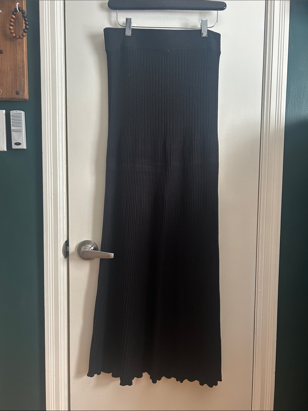 Free People Black Ribbed Knit Maxi Skirt